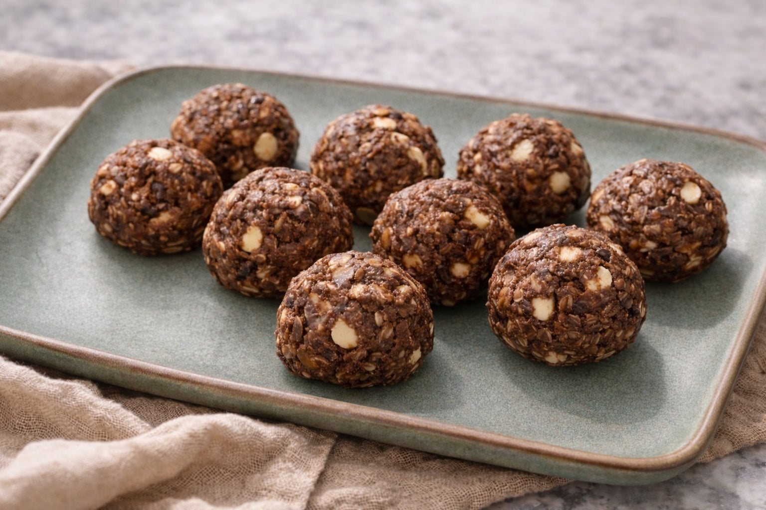 AI-assisted illustration: Chocolate Protein Oat Balls
