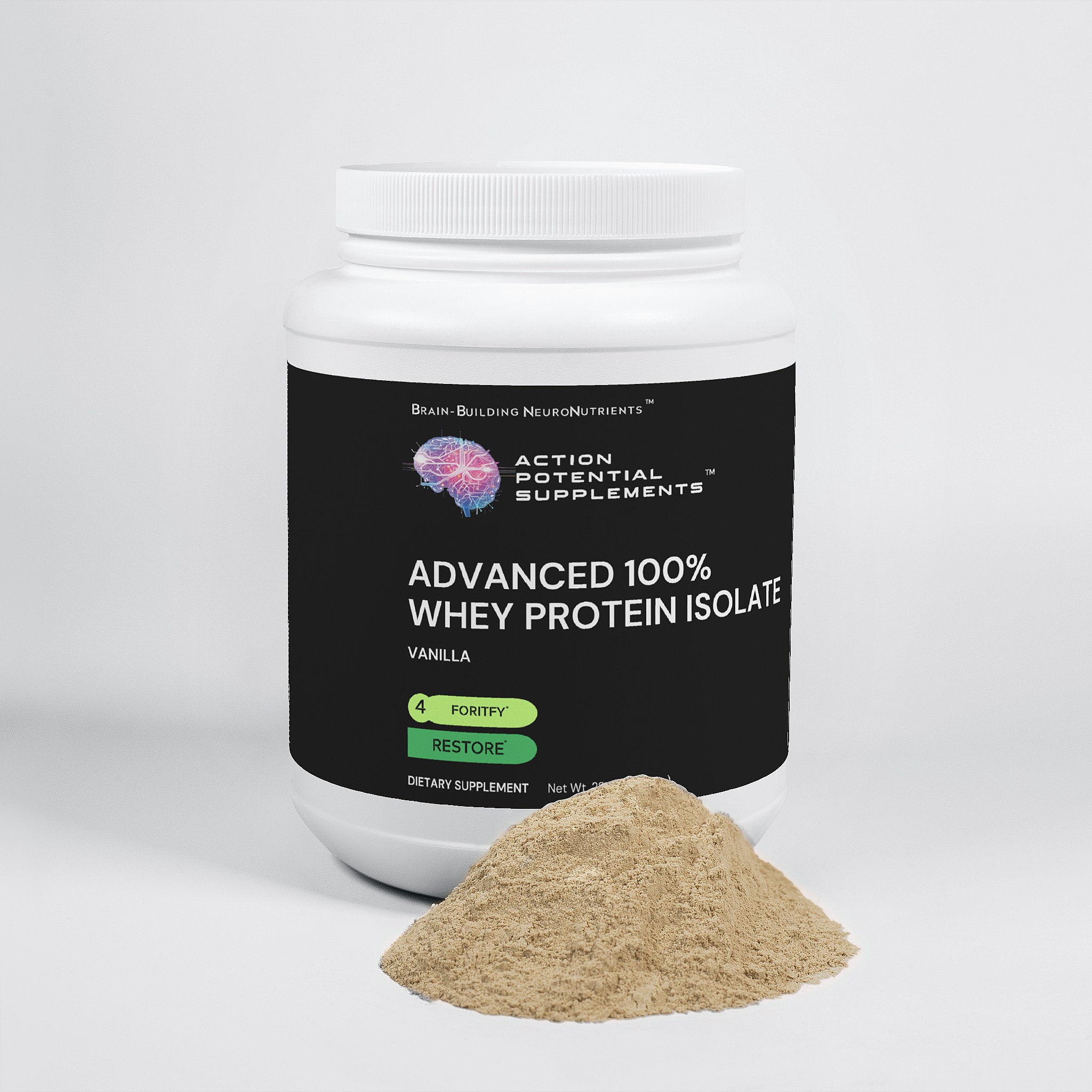 Advanced 100% Whey Protein Isolate (Vanilla) - Product front label