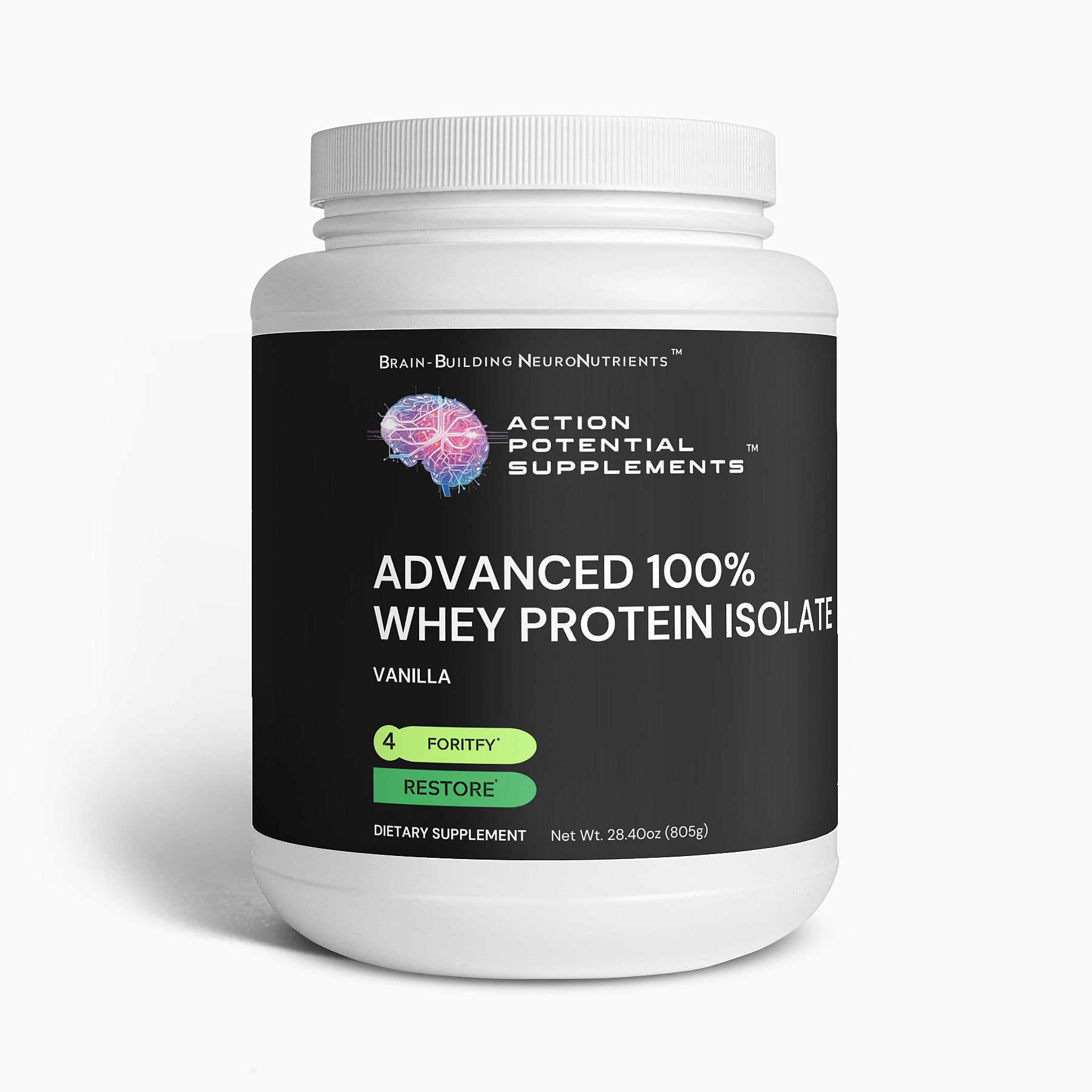Advanced 100% Whey Protein Isolate (Vanilla) - Supplement facts panel