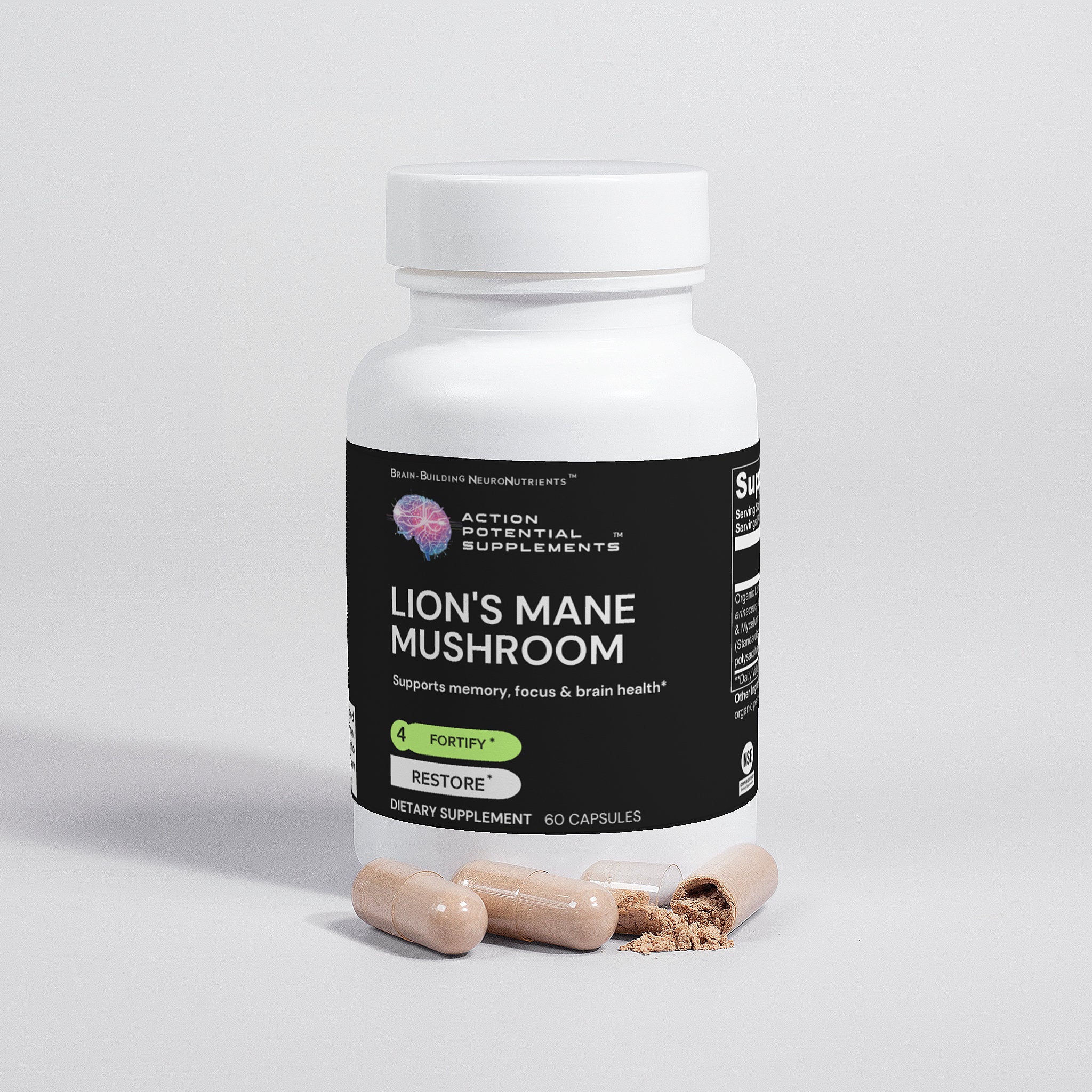 Lion's Mane Mushroom - Supplement facts panel